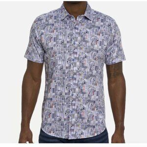 Robert Graham Button Down Shirt Mens Large Classic Normandy Short Sleeve Multi